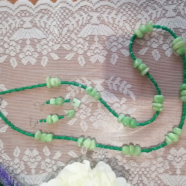Κολιέ από νεφριτης χάντρες πράσινη 45 εκ - τσόκερ, χάντρες, κοντά, Black Friday, δώρα για γυναίκες - 2