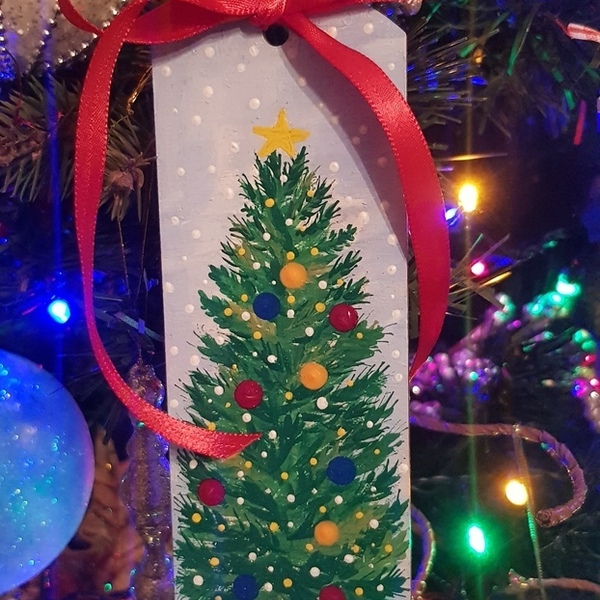 Σελιδοδείκτης - στολίδι χριστουγεννιάτικο δέντρο - ξύλο, χριστουγεννιάτικα δώρα, στολίδια, δέντρο - 2