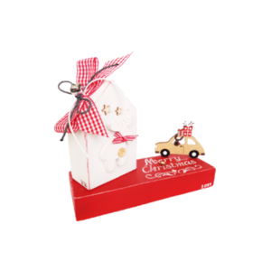 Ξύλινο επιτραπέζιο διακοσμητικό σπιτάκι γούρι 20*16*7εκ. κόκκινο με λευκό - ξύλο, διακόσμηση, σπιτάκι, χριστουγεννιάτικα δώρα, γούρια - 2