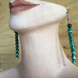Μακριά λεπτά σκουλαρίκια βαμμένα πράσινα - μακριά, boho, κρεμαστά, μεγάλα, φθηνά - 4