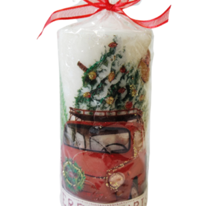 Κερί με Χριστουγεννιάτικη διακόσμηση κόκκινο αυτοκίνητο - χειροποίητα, χριστουγεννιάτικα δώρα, κεριά & κηροπήγια, δέντρο - 4