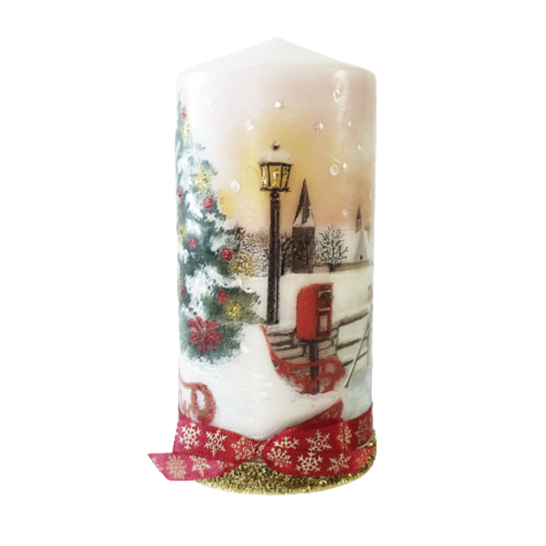 Διακοσμητικό κερί Χριστουγεννιάτικο τοπίο - χειροποίητα, χριστουγεννιάτικα δώρα, κεριά & κηροπήγια - 4