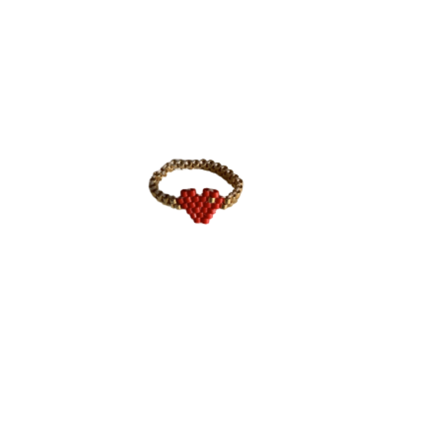 Δαχτυλίδι miyuki καρδιά - χάντρες, μικρά, σταθερά