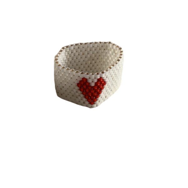 Δαχτυλίδι miyuki καρδούλα - χάντρες, σταθερά, μεγάλα