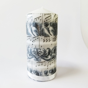 Διακοσμητικό κερί με μουσικό θέμα - ντεκουπάζ, χειροποίητα, αρωματικά κεριά, κεριά & κηροπήγια - 2