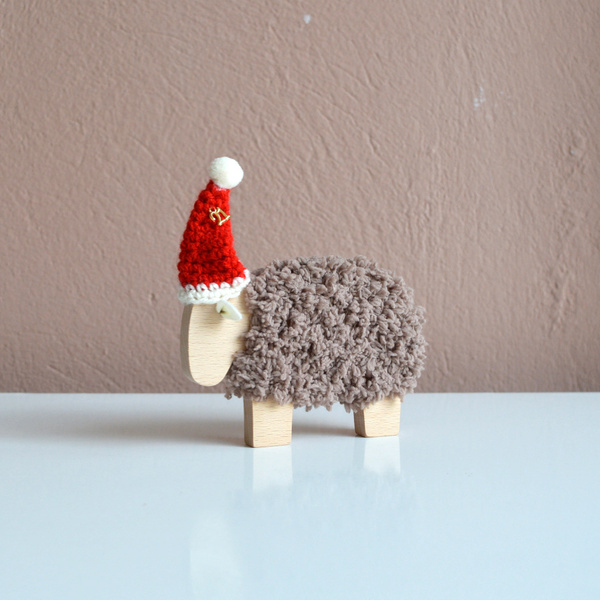 Προβατάκι Άγιος Βασίλης Μπεζ - διακοσμητικά, χριστουγεννιάτικα δώρα - 3