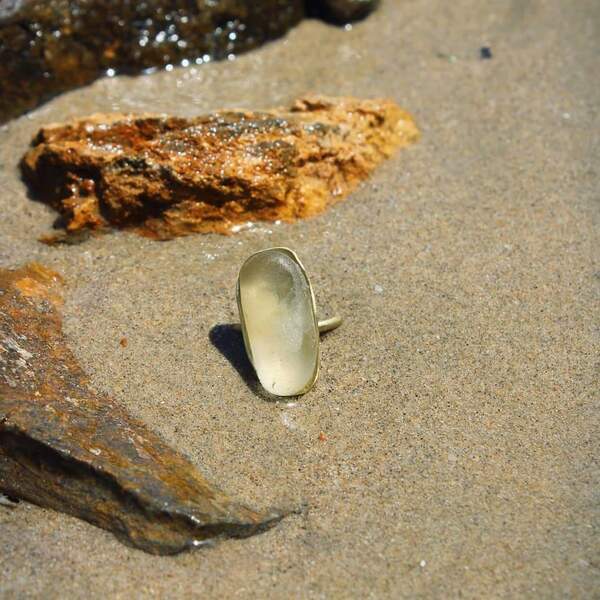 Δαχτυλίδι από ορείχαλκο γυαλάκι της θάλασσας - ορείχαλκος, αυξομειούμενα - 3