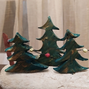 Διακοσμητικό δασικό χωριουδάκι με χριστουγεννιάτικο στολισμό - ξύλο, δώρο, σπίτι, διακοσμητικά - 5