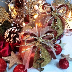 Γούρι 2024 αρωματικό κερί ρόδι μεγάλο ροζ χρυσό-χρυσό 8,5*7,5cm - γούρι, ρόδι, χριστουγεννιάτικα δώρα, γούρια, πρωτοχρονιά, κεριά & κηροπήγια - 3