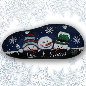 Χριστουγεννιάτικη διακοσμητική πέτρα Let it Snow 18x8x2,5 εκ. - ζωγραφισμένα στο χέρι, διακοσμητικά, χιονονιφάδα, χιονάνθρωπος, χριστουγεννιάτικα δώρα - 3