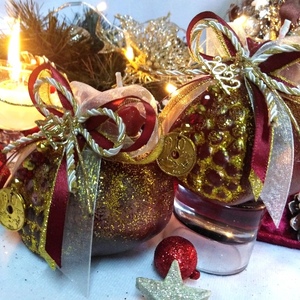 Γούρι 2024 αρωματικό κερί ρόδι μεγάλο μπορντό-χρυσό 8,5*7,5cm - γούρι, ρόδι, χριστουγεννιάτικα δώρα, γούρια, πρωτοχρονιά, κεριά & κηροπήγια - 3