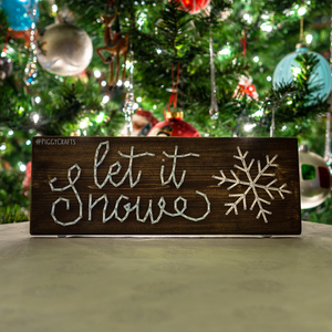 Ξύλινη πινακίδα "Let it Snow" 33x12cm - ξύλο, χριστουγεννιάτικο, χριστούγεννα, χριστουγεννιάτικα δώρα - 2