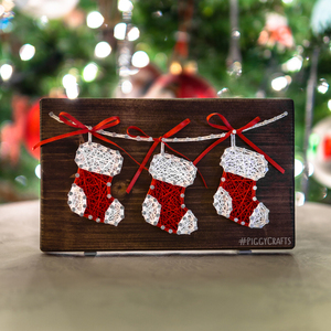 Ξύλινο καδράκι "Christmas Stockings" 20x12cm - ξύλο, χριστουγεννιάτικο, χριστουγεννιάτικα δώρα - 4