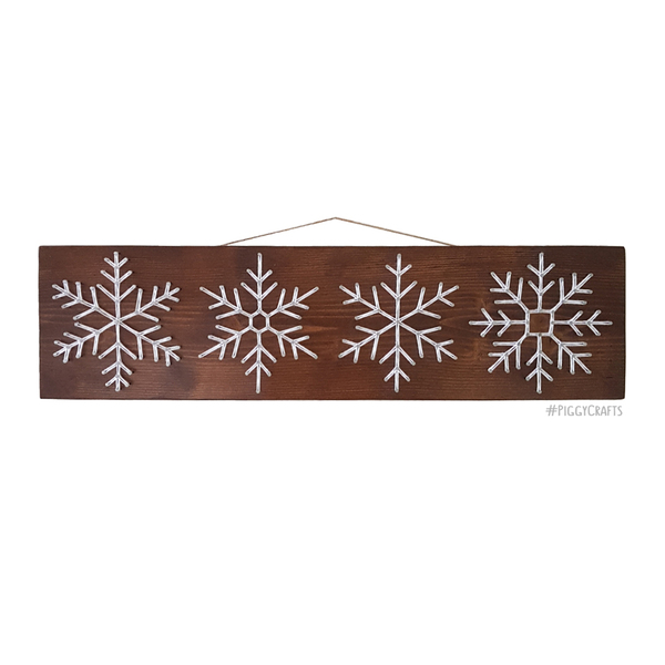 Ξύλινη πινακίδα "Snowflakes" 46x12cm - ξύλο, χριστουγεννιάτικο, χιονονιφάδα