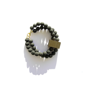 Χειροποίητο ξύλινο βραχιόλι "Lava rectangle bracelet" - ημιπολύτιμες πέτρες, επιχρυσωμένα, ξύλινο, σταθερά, πολύσειρα, χεριού - 3
