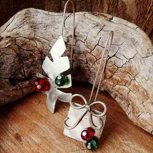 Σκουλαρίκια γιορτινά - ιδιαίτερο, δώρο, χριστουγεννιάτικο, χριστουγεννιάτικο δέντρο, κρεμαστά - 3