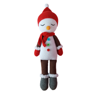 Πλεκτός χιονάνθρωπος 40cm - λούτρινα, δώρα για παιδιά, amigurumi, χιονάνθρωπος, χριστουγεννιάτικα δώρα