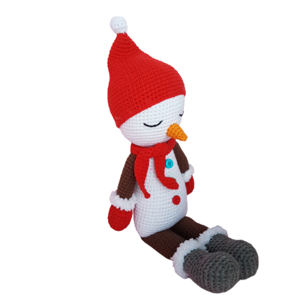 Πλεκτός χιονάνθρωπος 40cm - λούτρινα, δώρα για παιδιά, amigurumi, χιονάνθρωπος, χριστουγεννιάτικα δώρα - 3