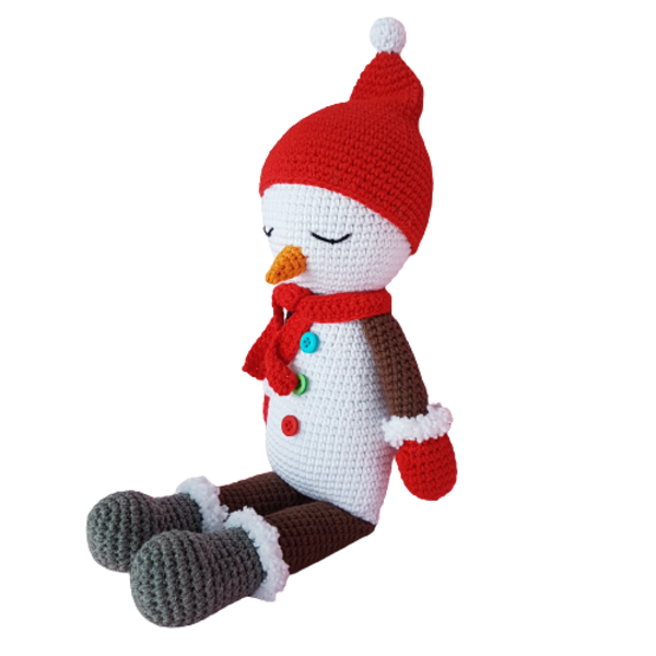 Πλεκτός χιονάνθρωπος 40cm - λούτρινα, δώρα για παιδιά, amigurumi, χιονάνθρωπος, χριστουγεννιάτικα δώρα - 4