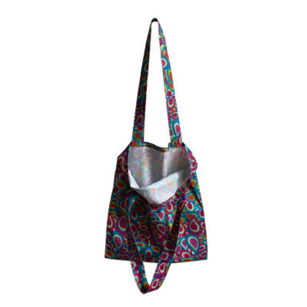 Πολύχρωμη πάνινη τσάντα - ύφασμα, ώμου, μεγάλες, tote, πάνινες τσάντες - 2
