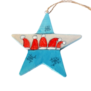Ξύλινο Κρεμαστό Αστέρι - στολίδια, αστέρι, ξύλο, ζωγραφισμένα στο χέρι