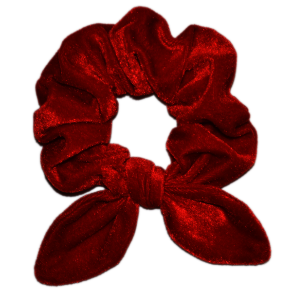 Bow Scrunchie Βελούδινο Κόκκινο χειροποίητο λαστιχάκι μαλλιών - φιόγκος, βελούδο, χειροποίητα, λαστιχάκια μαλλιών