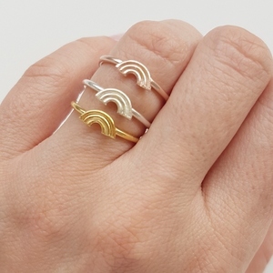 Ασημενιο Δαχτυλιδι Ουράνιο Τοξο | Rainbow Ring | Positive Vibes Ring | Pride Ring - μικρά, σταθερά, ασήμι, επιχρυσωμένα, βεράκια