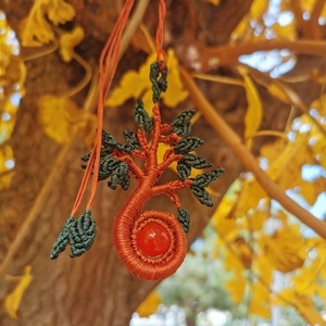 Κολιέ μακραμέ "το δέντρο της ζωής "/ necklace makrame - κερωμένα κορδόνια, μακραμέ, λουλούδι, δέντρο της ζωής, αυξομειούμενα - 2