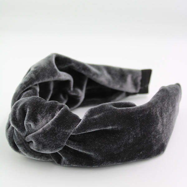 Velvet Headband Grey - βελούδο, στέκες - 3