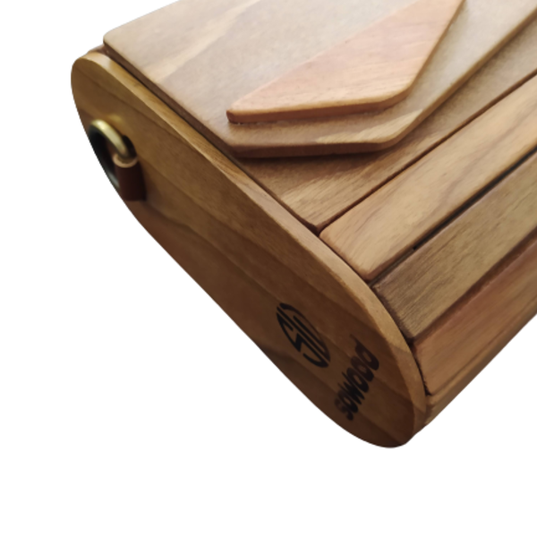 Ξύλινη τσάντα με φυσικό ξύλο καρυδιάς - ξύλο, clutch, τσάντα, χειροποίητα, μικρές - 4
