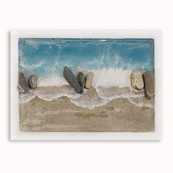 Τρισδιάστατο διακοσμητικό με βότσαλα, άμμο & υγρό γυαλί - πίνακες & κάδρα, πίνακες ζωγραφικής