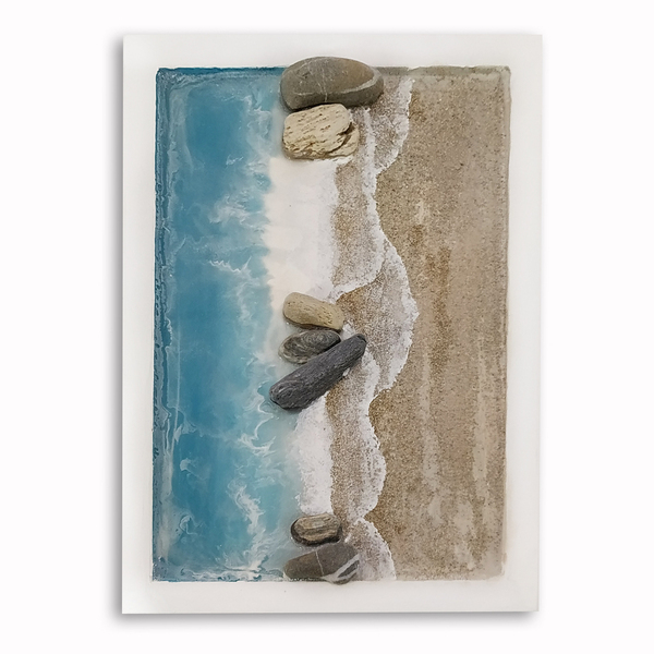 Τρισδιάστατο διακοσμητικό με βότσαλα, άμμο & υγρό γυαλί - πίνακες & κάδρα, πίνακες ζωγραφικής - 3