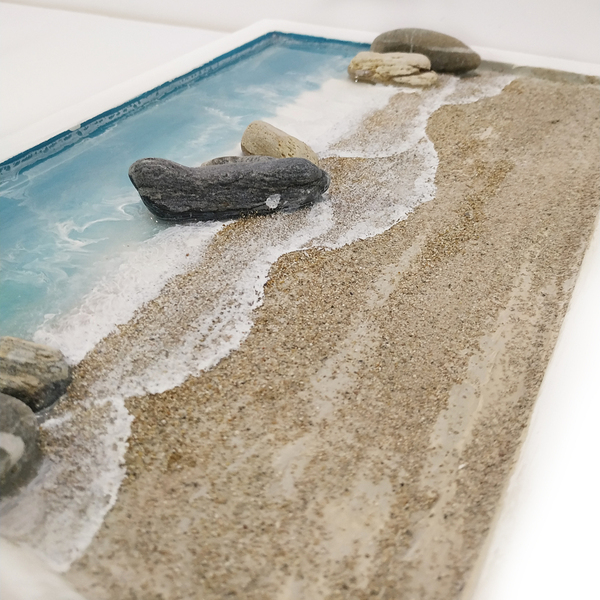 Τρισδιάστατο διακοσμητικό με βότσαλα, άμμο & υγρό γυαλί - πίνακες & κάδρα, πίνακες ζωγραφικής - 4