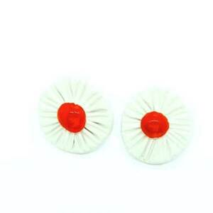 Σκουλαρίκια καρφάκι λευκή μαργαρίτα με κόκκινο - ασήμι, πηλός, λουλούδι, καρφωτά, μικρά