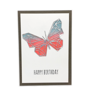 Ευχετήρια κάρτα με Πεταλούδα - γενέθλια, πεταλούδα, δώρα γενεθλίων, βιτρώ