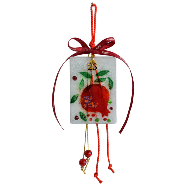 Γυάλινο Γούρι Ρόδι 15χ6 κόκκινο - amythito 04229802 - γυαλί, ρόδι, χριστουγεννιάτικα δώρα, γούρια