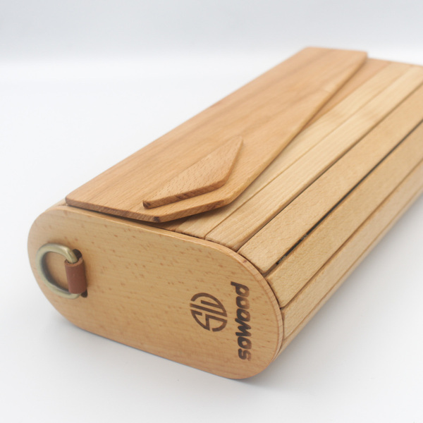 Ξύλινη τσάντα με φυσικό ξύλο οξιάς - ξύλο, clutch - 3