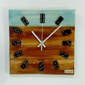 Ξύλινο ρολόι τοίχου''Domino Black''-διαστάσεις 29χ29χ2 εκ. - ξύλο, τοίχου