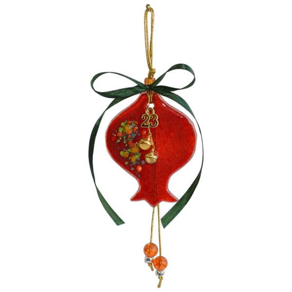 Γυάλινο Γούρι Ρόδι 15χ6 κόκκινο - amythito 04226802 - γυαλί, ρόδι, χριστουγεννιάτικα δώρα, γούρια