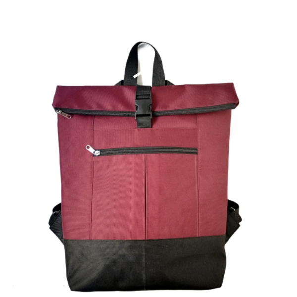Oryn Backpack in Burgundy-Black (τσάντα πλάτης) - ύφασμα, chic, πλάτης, all day - 2