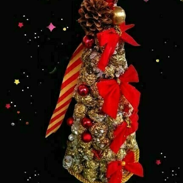 Χριστουγεννιάτικο δεντράκι χειροποίητο (29cm) - χριστουγεννιάτικο, διακοσμητικά, χριστουγεννιάτικα δώρα, δέντρο - 2