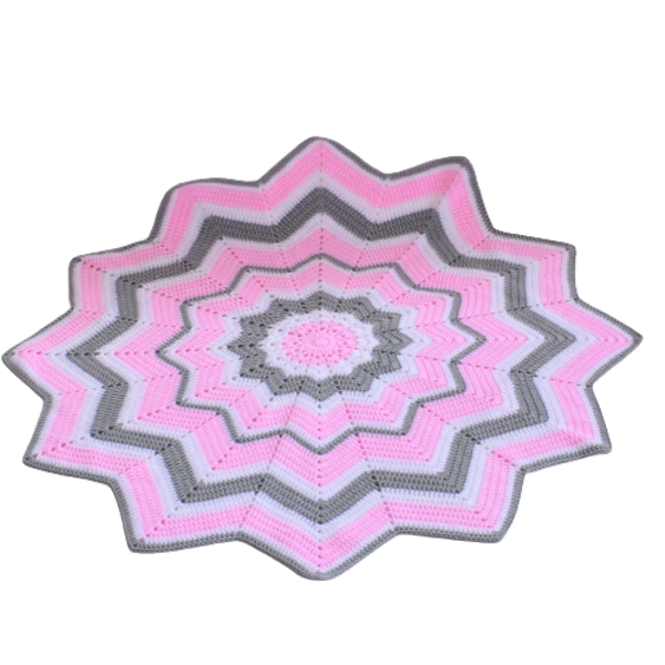 Βρεφικό κουβερτάκι ροζ με άσπρο 90*90 cm (100% ακρυλικό νήμα)1 - κορίτσι, κουβέρτες