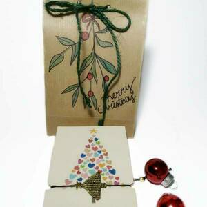 Βραχιόλι γούρι "x-mass tree" gold - γυναικεία, μακραμέ, χριστουγεννιάτικο δέντρο, χριστουγεννιάτικα δώρα, χεριού, αυξομειούμενα, γούρια - 2