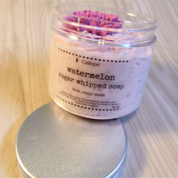 Watermelon Whipped soap sugar scrub, σαπουνι σκραμπ 3in1 - 3