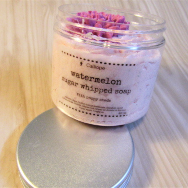 Watermelon Whipped soap sugar scrub, σαπουνι σκραμπ 3in1 210gr - scrub, αρωματικό σαπούνι - 3