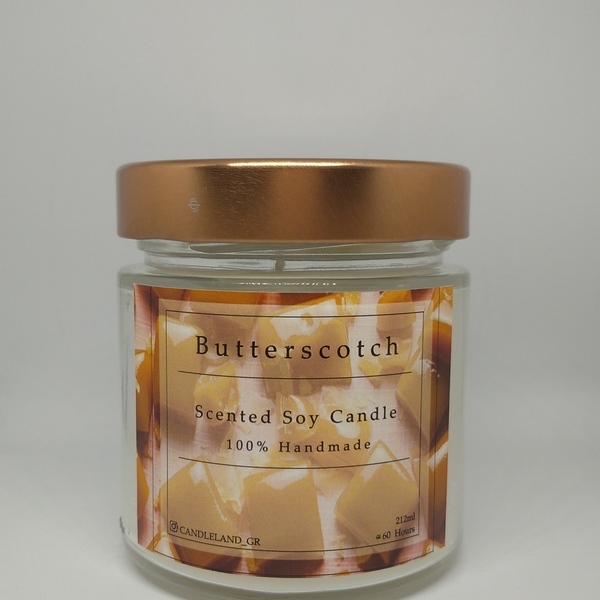 Butterscotch 100% Soy Scented Candle 212ml - αρωματικά κεριά, κερί σόγιας, αρωματικά έλαια, 100% φυσικό
