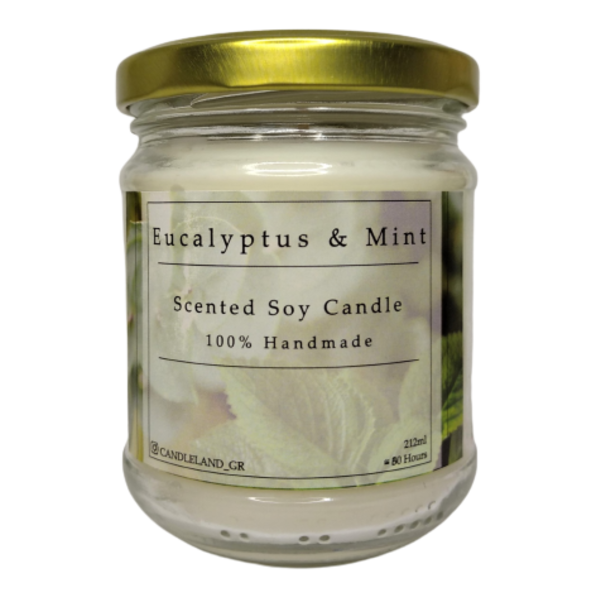 Eukalyptus & Mint 100% Soy Candle 212ml - αρωματικό, κεριά, κερί σόγιας, 100% φυσικό