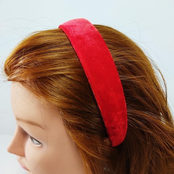 Στέκα βελούδινη κόκκινη - ύφασμα, μοδάτο, για τα μαλλιά, στέκες - 4