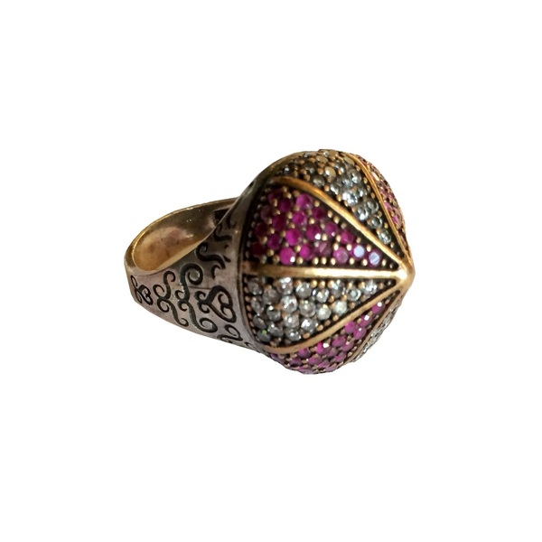 Ασημένιο vintage δαχτυλίδι πομπέ με φυσικές πέτρες - ασήμι, ημιπολύτιμες πέτρες, ασήμι 925, σταθερά, μεγάλα