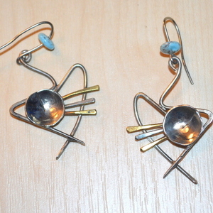 μοντερνα σκουλαρίκια απο σφφυρηλατο γερμ ασημι (αλπακα) - ασήμι, ημιπολύτιμες πέτρες, κρεμαστά, faux bijoux - 3